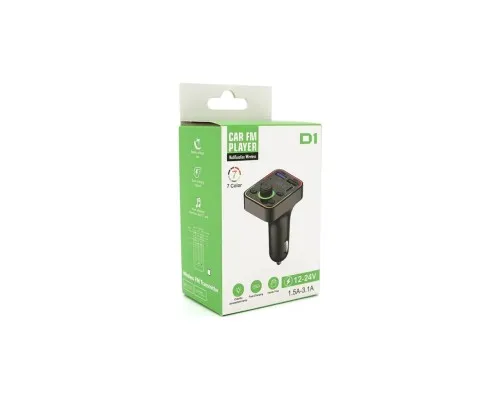 FM модулятор Voltronic D1, підсвітка 7 кольорів, 1.5-3.1A, USB, TF (FM-D1-7Col)