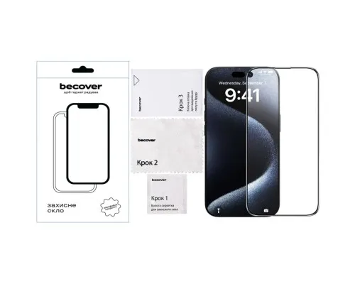 Скло захисне BeCover Apple iPhone 16 Plus Black (712123)