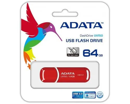 USB флеш накопичувач ADATA 64GB UV150 Red USB 3.0 (AUV150-64G-RRD)