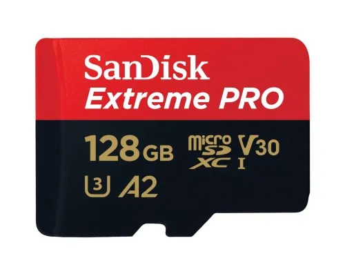 Карта памяти SanDisk 128 GB microSDXC UHS-I U3 Extreme Pro+SD Adapter (SDSQXCD-128G-GN6MA)