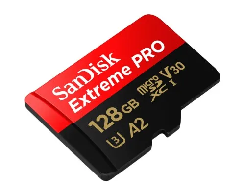 Карта памяти SanDisk 128 GB microSDXC UHS-I U3 Extreme Pro+SD Adapter (SDSQXCD-128G-GN6MA)