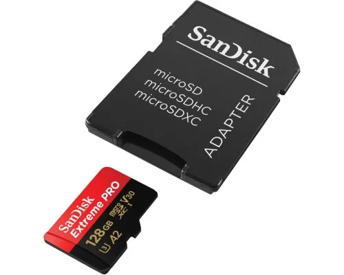 Карта памяти SanDisk 128 GB microSDXC UHS-I U3 Extreme Pro+SD Adapter (SDSQXCD-128G-GN6MA)