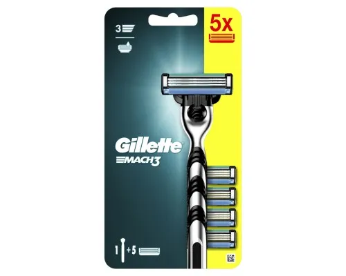 Бритва Gillette Mach3 з 5 змінними картриджами (7702018610181)
