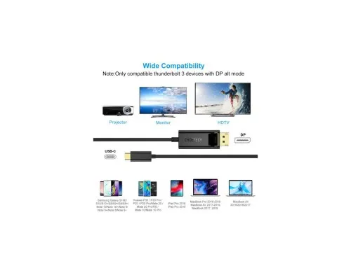 Кабель мультимедійний USB-C to DisplayPort 1.8m 4K 60Hz Choetech (XCP-1801BK)