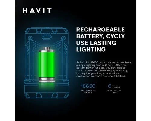 Ліхтар Havit Багатофункціональний для кемпінгу  3W 300Lm (HV-S006)