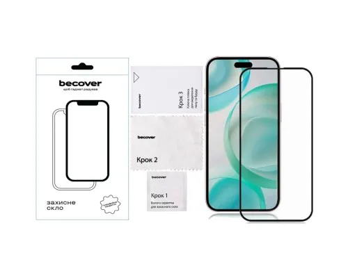Скло захисне BeCover Apple iPhone 16 Pro Black (712124)