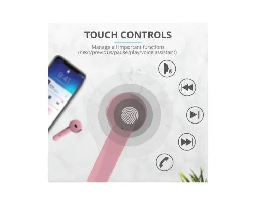 Навушники Trust Primo Touch True Wireless Mic Pink (23782)