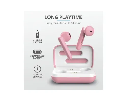 Наушники Trust Primo Touch True Wireless Mic Pink (23782)