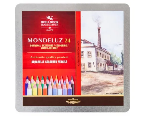 Карандаши цветные Koh-i-Noor Mondeluz Landscape акварел. метал. пенал 24 цветов (3724024013)