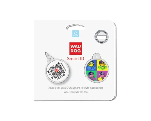 Адресник для животных WAUDOG Smart ID с QR паспортом Бульдоги, круг 25 мм (0625-0220)