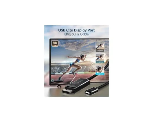 Кабель мультимедійний USB-C to DisplayPort 1.8m 8K 30Hz Choetech (XCP-1803-BK)