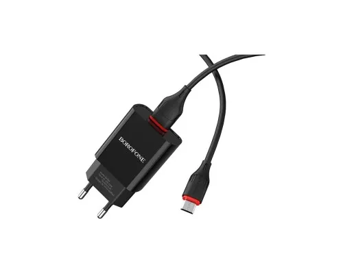 Зарядное устройство BOROFONE BA20A Sharp single port charger set (Micro) Black (BA20AMB)