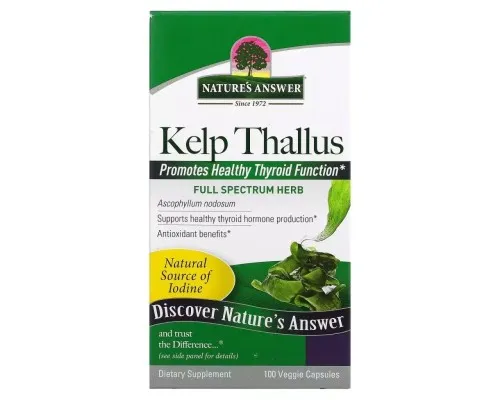 Трави Nature's Answer Бурі водорості, Kelp Thallus, 100 вегетаріанських капсул (NTA-16290)
