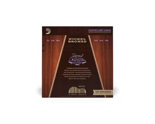 Струни для гітари D'Addario Nickel Bronze Custom Light (11-52) (NB1152)