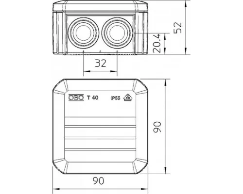 Розподільча коробка OBO OBO Т40 (Т40 90х90х52 IP66 OBO)