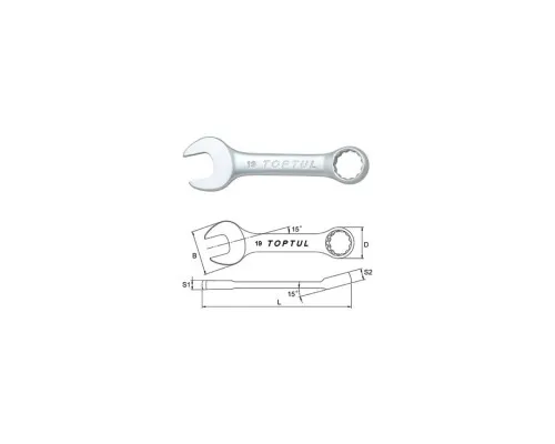 Ключ Toptul комбинированный укороченный 15мм (AAAF1515)