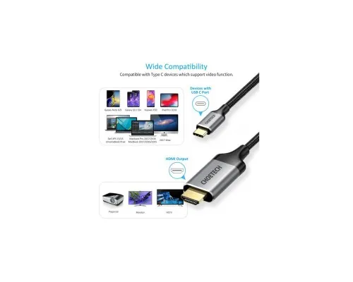 Кабель мультимедійний USB-C to HDMI 1.8m 4K 60Hz Choetech (CH0021-BK)