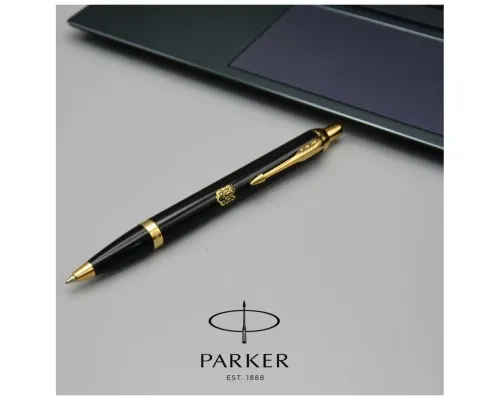 Ручка шариковая Parker IM 17 UKRAINE Black GT BP Огненный Трезубец (22032_T031y)