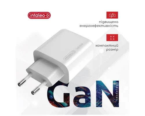 Зарядний пристрій Intaleo 65W GAN 2USB-C PD+USB-A QC 3.0 white (1283126559525)