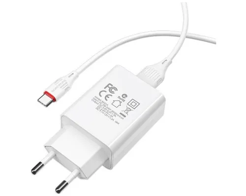 Зарядное устройство BOROFONE BA21A Long journey single port QC3.0 charger set (Type-C) White (BA21ACW)