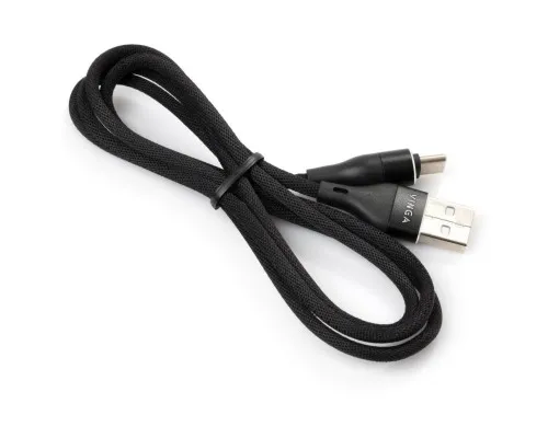 Дата кабель USB 2.0 AM to Type-C 1.0m cylindric nylon back Vinga (VCPDCTCCANB1BK)