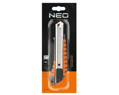 Ніж канцелярський Neo Tools 18 мм, металический корпус (63-011)
