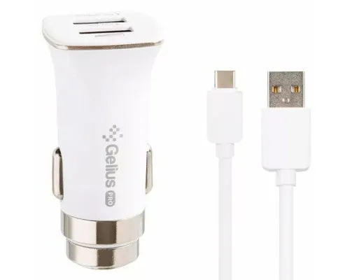 Зарядний пристрій Gelius Pro Apollo GP-CC01 2USB 3.1A + Cable Type-C White (00000071435)