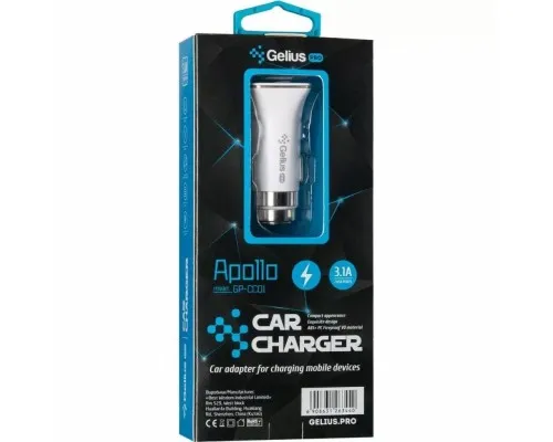 Зарядное устройство Gelius Pro Apollo GP-CC01 2USB 3.1A + Cable Type-C White (00000071435)
