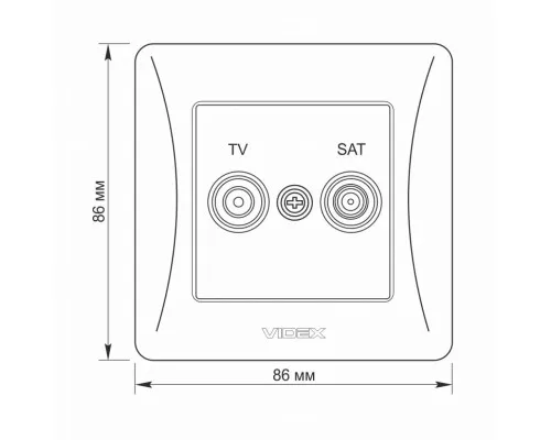 ТВ розетка Videx BINERA TV + SAT кінцева срібний шовк (VF-BNSK2TVSATE-SS)