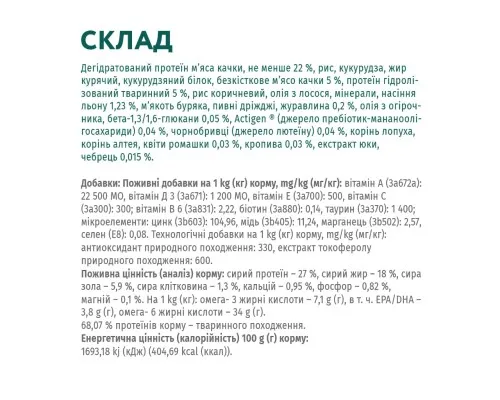 Сухой корм для собак Optimeal для малых пород со вкусом утки 1.5 кг (4820215362368)