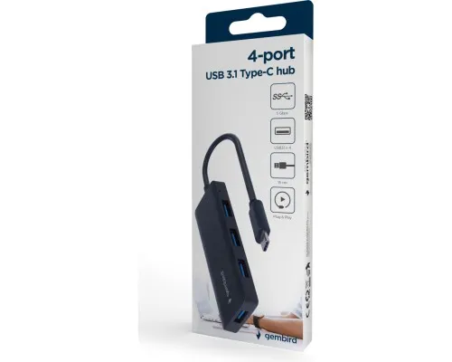 Концентратор Gembird USB-C UHB-U3P4-02 4xUSB3.1 (UHB-CM-U3P4-02)