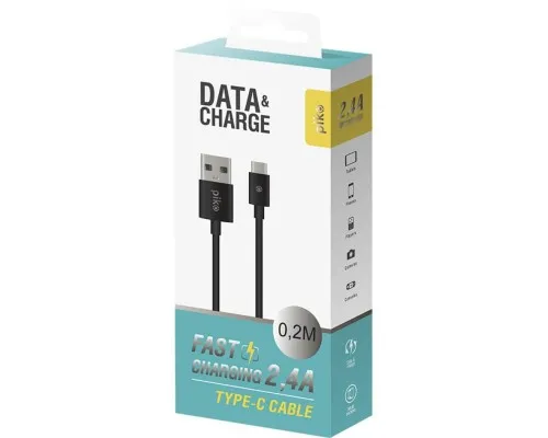 Дата кабель USB 2.0 AM to Type-C 0.2m black Piko (1283126493843)