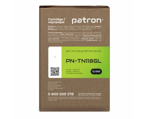 Тонер-картридж Patron Konica Minolta TN118 280 г Green Label (PN-TN118GL)