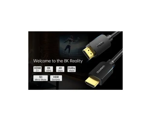 Кабель мультимедійний HDMI to HDMI 2.0m V.2.1 8K 60Hz HDR10 HLG 48Gbps YUV 444 Choetech (XHH-TP20)