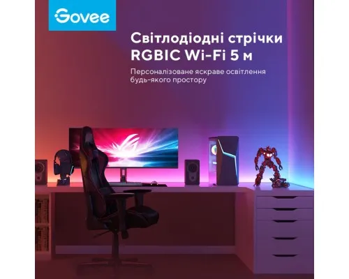 Світлодіодна стрічка Govee RGBIC Basic Wi-Fi + Bluetooth LED Strip Light 5м Білий (H618A3D1)