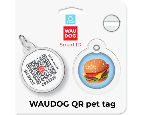 Адресник для тварин WAUDOG Smart ID з QR паспортом Гамбургер, коло 30 мм (230-4037)