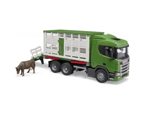 Спецтехніка Bruder Scania Super 560R для перевезення тварин 1:16 з коровою (03548)