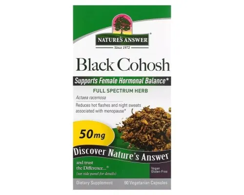 Травы Nature's Answer Клопогон, 50 мг, Black Cohosh, Full Spectrum Herb, 90 вегетарианских кап (NTA-16126)