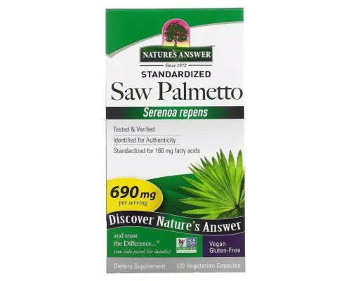 Травы Nature's Answer Со Пальметто, 690 мг, Saw Palmetto, Standardized, 120 вегетарианских к (NTA-16431)