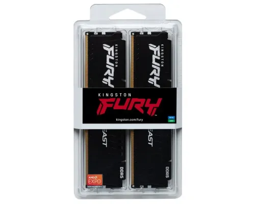 Модуль памяти для компьютера DDR5 16GB (2x8GB) 6000 MHz Beast Black XMP Kingston Fury (ex.HyperX) (KF560C30BBK2-16)