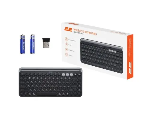 Клавіатура 2E KS250 Wireless USB/Bluetooth UA Black (2E-KS250WBK_UA)