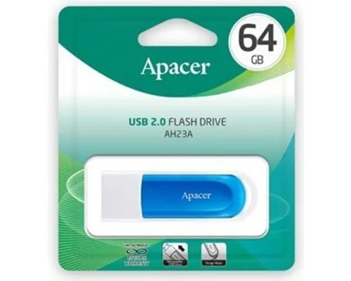 USB флеш накопитель Apacer 64GB AH23A White USB 2.0 (AP64GAH23AW-1)