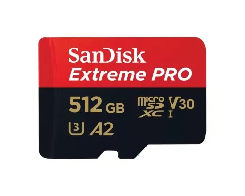 Карта памяти SanDisk 512 GB microSDXC UHS-I U3 Extreme Pro+SD Adapter (SDSQXCD-512G-GN6MA)