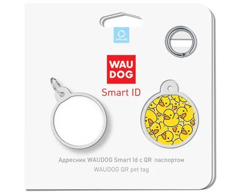 Адресник для тварин WAUDOG Smart ID з QR паспортом Качечки, коло 25 мм (0625-0204)