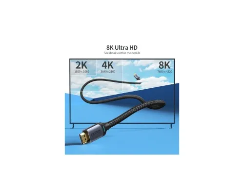 Кабель мультимедійний HDMI to HDMI 2.0m V.2.1 8K 60Hz HDR10 HLG 48Gbps YUV 444 Choetech (XHH01-BK)