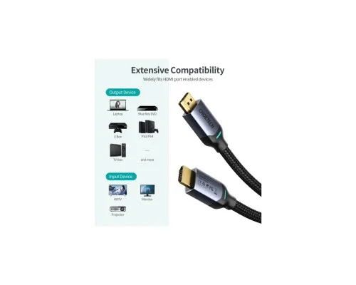 Кабель мультимедійний HDMI to HDMI 2.0m V.2.1 8K 60Hz HDR10 HLG 48Gbps YUV 444 Choetech (XHH01-BK)