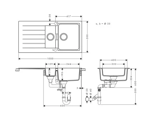 Мийка кухонна Hansgrohe S520-F530 (43357170)