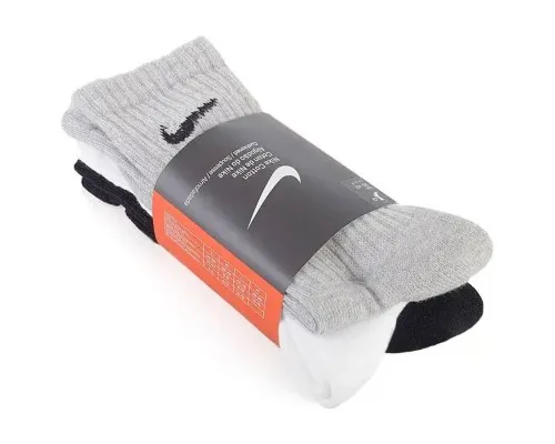 Шкарпетки Nike U NK V CUSH CREW - 3PR VALUE SX4508-965 46-50 3 пари Чорний/Білий/Сірий (685068095481)