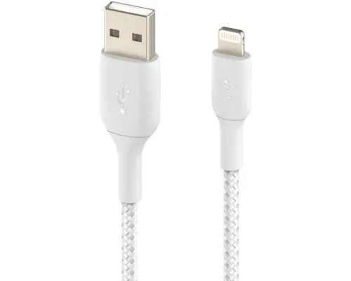 Дата кабель USB 2.0 AM to Lightning 2.0m BRAIDED white Belkin (CAA002BT2MWH)