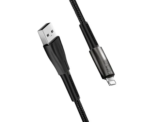 Дата кабель USB 2.0 AM to Lightning 1.0m zinc alloy + led black ColorWay (CW-CBUL035-BK)
